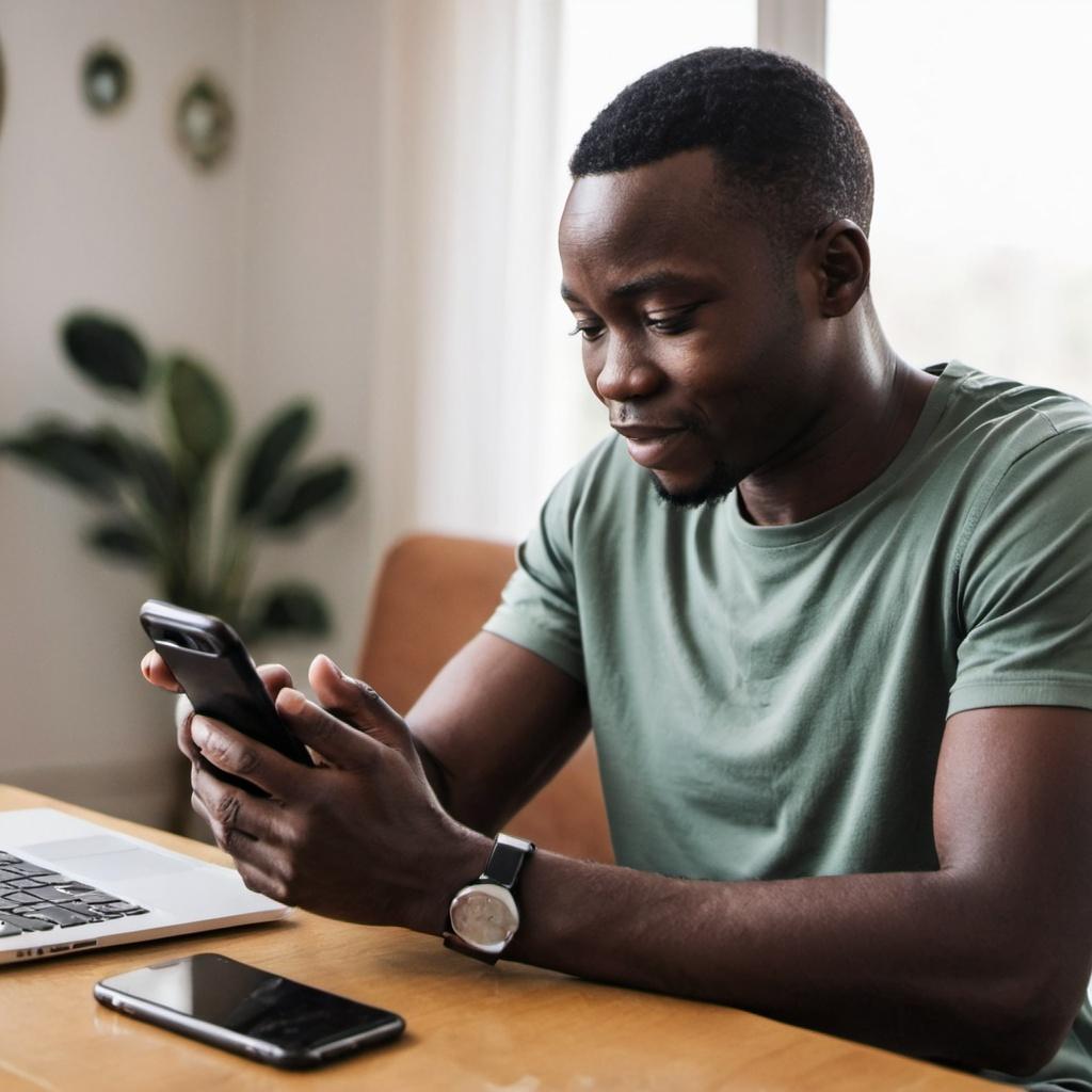 man comparing forex micro accounts on his phone