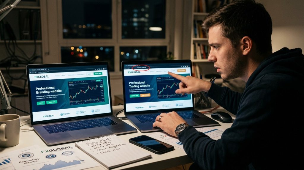 Image of image showing many comparing real and clone website